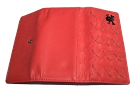 Pink Wallet with Snap Button Closure - Crossed Skulls Design