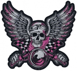 Lethal Threat - Lethal Angel - 000 - BACKPATCH - Vintage Pink Biker with Wings