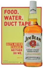 Jim Bean - Metal Plate / Tin Sign - 3D - Food. Water. Duct Tape