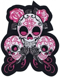 Lethal Threat - large PATCH - Triple Sugarskull with Roses