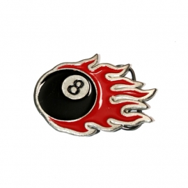 Eightball with Flames BUCKLE [B114]