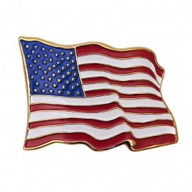 Belt Buckle - Waving American Flag - USA - Stars and Stripes