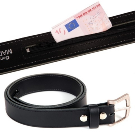 Buckle Belt - Leather - with hidden money compartiment