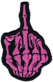 327 - PATCH - PINK - Skeleton Middle Finger