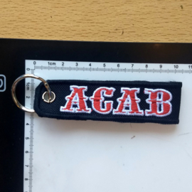 Embroided Keychain - Red & White - ACAB - loop