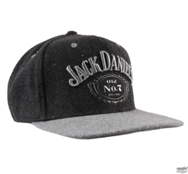 Jack Daniel's - DARK  GREY Washed Snapback Cap - Adjustable  - Dusty Look - Silver Lettres - Tweed Look