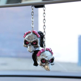 CAR MIRROR KEYCHAIN LETHAL THREAT DANGLER GIRL SKULLS