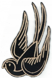 324 - PATCH - Black & Gold - Swallow (left)