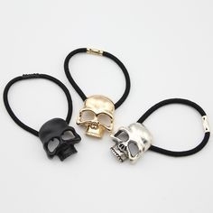 Metal Skull (Silver, Gold or Black) - Elastic Hair Band