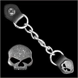 Vest Extender - Single Chain - Half Skull with Black Eyes