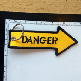 Embroided Keychain - ARROW - Yellow & Black - FOLLOW ME