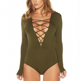 Longsleeve Body with Corset Details - Olive Green (only L left)