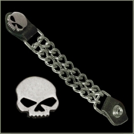 Vest Extender - Double Chain -  Half Skull with Black Eyes