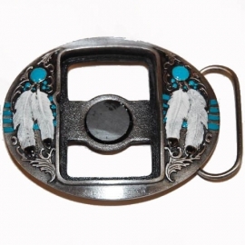 Zippo Holder BUCKLE - Indian Feathers [B166]
