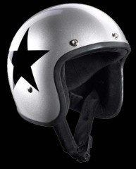 BANDIT - Jet Open Face Helmet - Star Design [Shiny Silver  Helmet with Black Star]