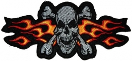018 - PATCH - Skull & Bones with ORANGE/ RED Flames
