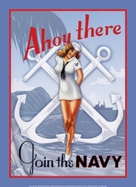 Large Metal Plate / Tin Sign - AhoyThere - Join The NAVY