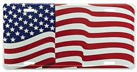 License Metal Plate / Tin Sign - American Waving Flag - USA
