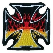 PATCH - Iron/Maltezer Cross with Flames