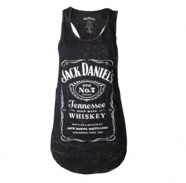 Jack Daniel's - Tank Top /Racer Top - Big Arm Holes - Original Big Logo - MARBLE/ACID WASH - ONLY SMALL LEFT!