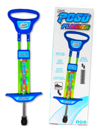 Luxe Verlichte PogoFlasher Pogostick Blauw 89 cm Pogo Stick 35 Kilo Springstok Met Led Verlichting