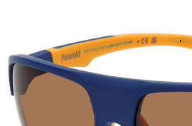 Polaroid® Blue & Orange Sports Master Half Rim Sport Zonnebril Halfopen Sportzonnebril + Hoofdband