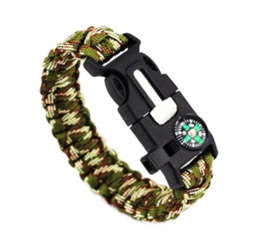 Military Survival Armband Camouflage Paracord Kompas Noodfluit Mes Firesteel
