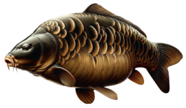 Vissticker Dark Mirror 15 cm Links Vis Sticker Spiegelkarper Karperstickers Vissen Karpersticker