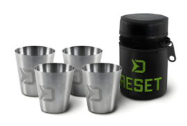 Reisset 4 x RVS Shotglaasjes In Etui 30 ml Shotglazen Setje Reset Onbreekbare Shot Glazen Glaasjes