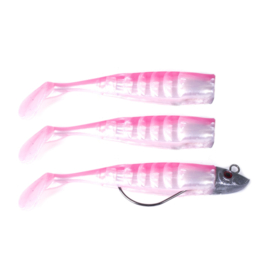 3 x roofvis shads 9 cm roze + loodkop 13 gram