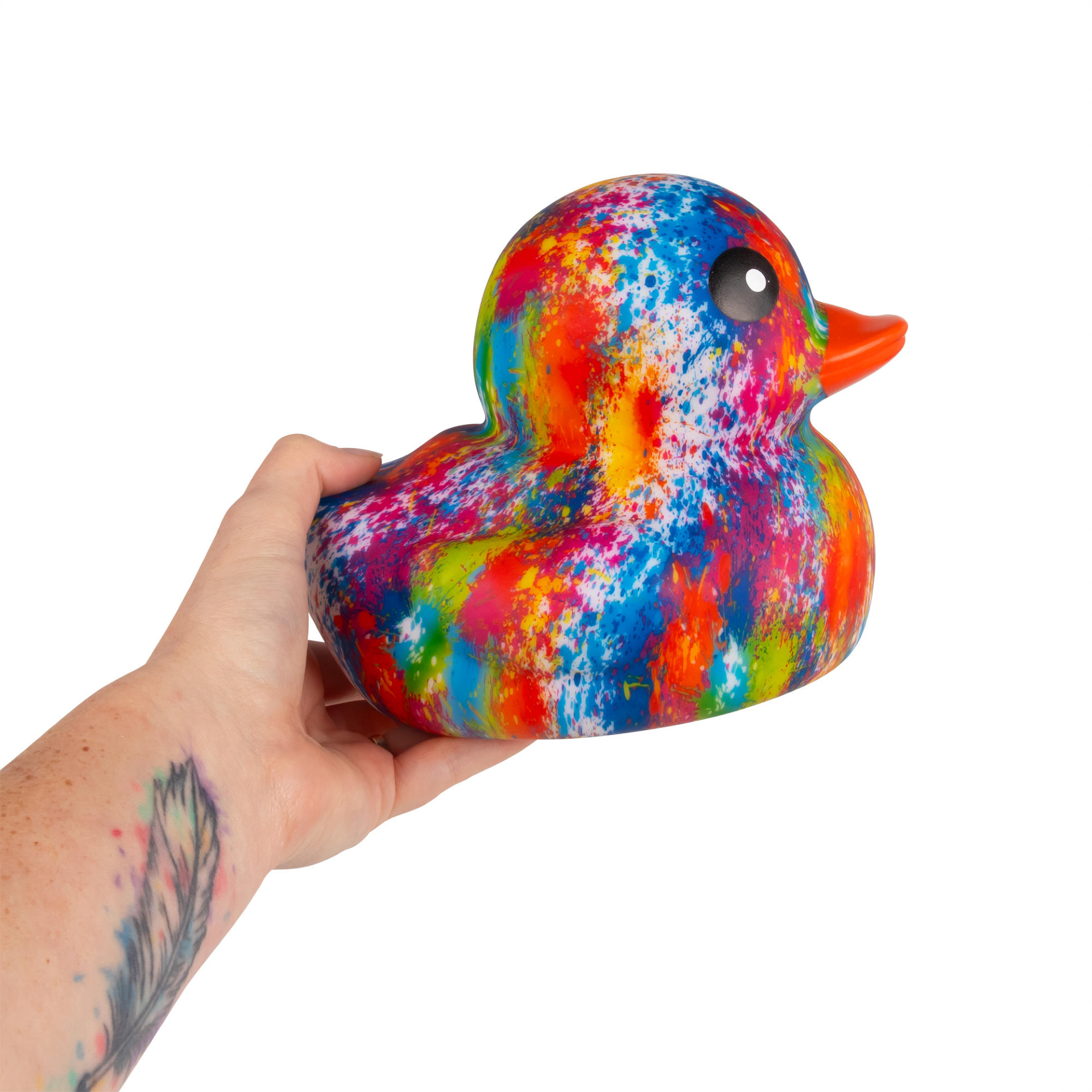 Grote Gekleurde Tie Dye Rubber Badeend 18 cm Regenboog Drijvende Bad Eend Groot Zwembad Pool Party