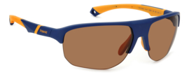 Polaroid® Blue & Orange Sports Master Half Rim Sport Zonnebril Halfopen Sportzonnebril + Hoofdband