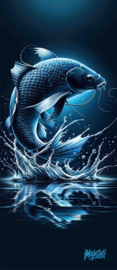 Imagine Slash Carp Art ‘Blue Moonlight’ 30 x 70 cm Metal Printed Dibond Painting Karper Schilderij