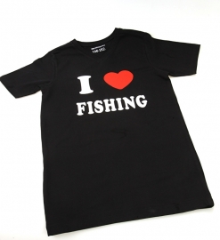 `I Love Fishing` Vis T-shirt - Zwart