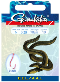 10 x Paling Onderlijn 70 cm 28/00 Haakmaat 6 Rode Haak Aal Palinghaak Palinghaken Palingonderlijnen