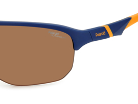 Polaroid® Blue & Orange Sports Master Half Rim Sport Zonnebril Halfopen Sportzonnebril + Hoofdband