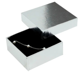 Luxe Eco Sieradendoosje Zilver 6 x 6 cm Sieraden Cadeau Doosje Cadeaudoosje Box Oorbel Halsketting