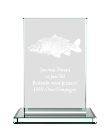 Vis Glasstandaard Op Voet Laser Gegraveerd Gepersonaliseerd Prijs Vissen Jubileumgeschenk Visser