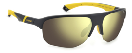 Polaroid® Black & Yellow Sports Master Half Rim Sport Zonnebril Spiegel Sportzonnebril + Hoofdband