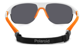 Polaroid® White & Orange Half Rim SportZonnebril Verstelbare Poten + Neus Halfopen Sport Zonnebril