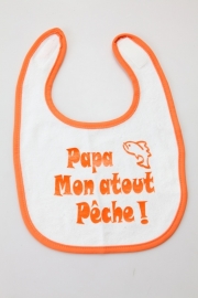 Bavoirs pour bébés `Papa, mon atout pêche!` orange rond