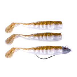 3 x roofvis shads 9 cm bruin + loodkop 13 gram