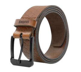 High Quality Riem Bruin 135 cm XL / XXL Leren Lederen Broekriem Schubben Vissen Visriem Motief Leer