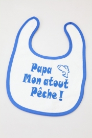 Bavoirs pour bébés `Papa, mon atout pêche!` bleu foncé rond