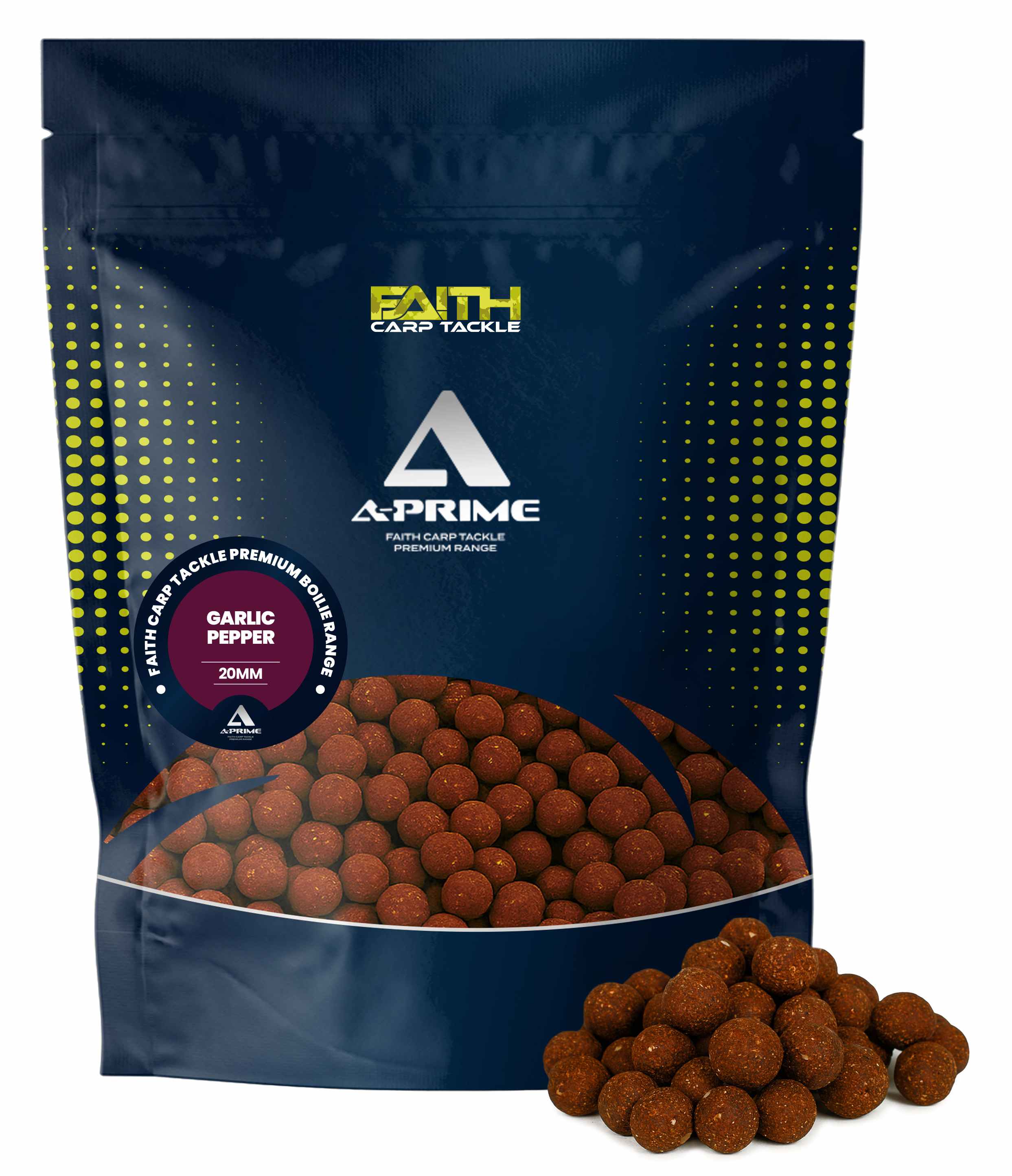 Faith A-Prime Boilies 1 kg Garlic/Pepper 20 mm - Met Verse Eieren High Energie Natuurlijk Houdbaar