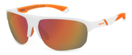 Polaroid® White & Orange Half Rim SportZonnebril Verstelbare Poten + Neus Halfopen Sport Zonnebril