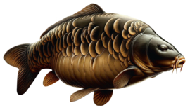 Vissticker Dark Mirror 15 cm Rechts Vis Sticker Spiegelkarper Karperstickers Vissen Karpersticker