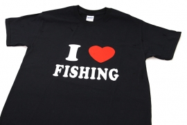 `I Love Fishing` Vis T-shirt - Zwart