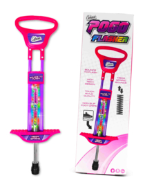 Luxe Verlichte PogoFlasher Pogostick Roze 89 cm Pogo Stick 35 Kilo Springstok Met Led Verlichting