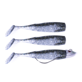 3 x roofvis shads 9 cm pepper & salt + loodkop 13 gram